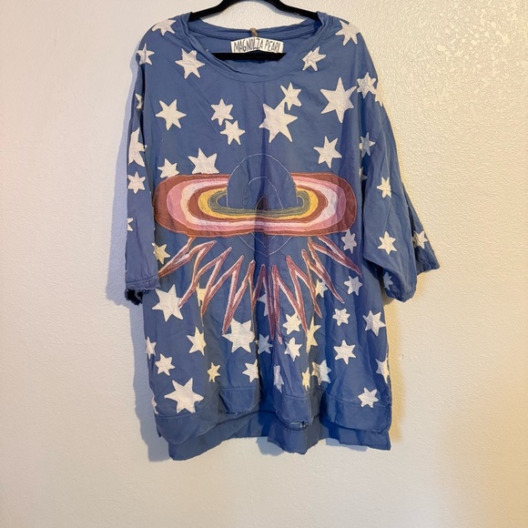 Magnolia Pearl European Cotton Intercosmic Applique Francis Top Free Size NWT - Picture 2 of 11